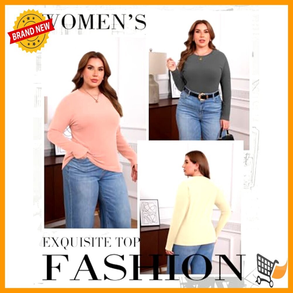 3 Pack Plus Size Fleece Lined Thermal Tops Raglan Sleeve Base Layer - Picture 5 of 6